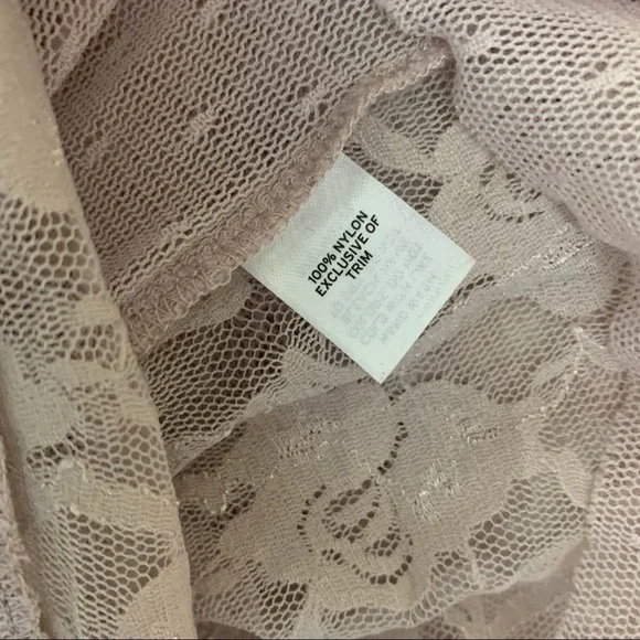 Frenchi lavender sheer lace short sleeve rose pullover top L - Picture 6 of 6